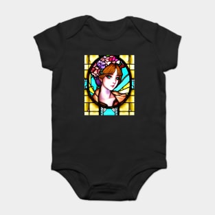 Beautiful Lady stained glass church window Baby Bodysuit